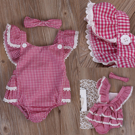 Red gingham romper