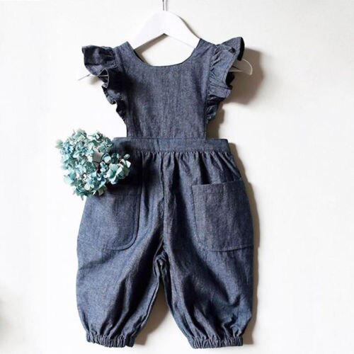 Ruffle Denim Overalls