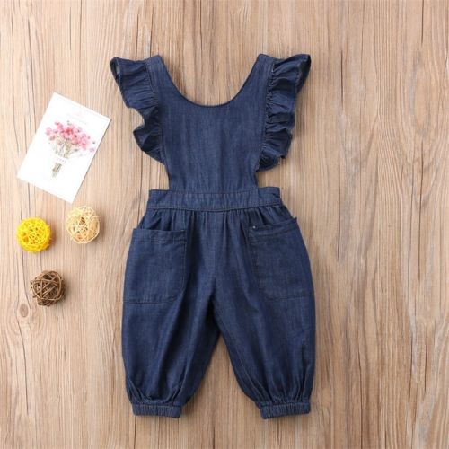 Ruffle Denim Overalls